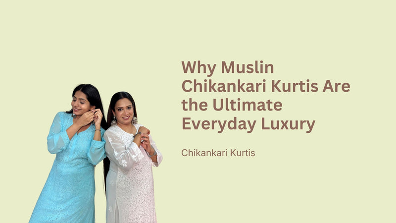 muslin chikankari kurti