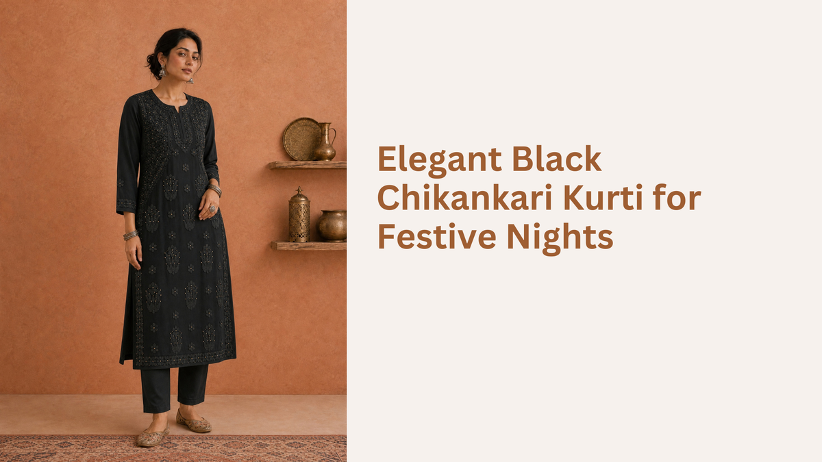 Elegant Black Chikankari Kurti for Festive Nights