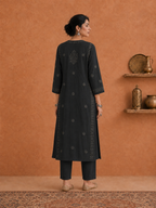 Shop Black Utsav Georgette Chikankari Long Kurti
