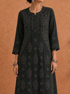 Shop Black Utsav Georgette Chikankari Long Kurti