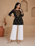 Buy Rayon Chikankari Solid Women’s Short Kurta - Black (Multi) 