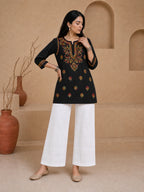 Buy Rayon Chikankari Solid Women’s Short Kurta - Black (Multi) 