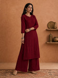 Buy Maroon Rangat Rayon Chikankari Kurta Set