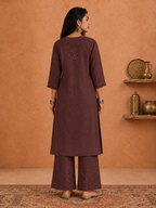 Shop brown Rangat Rayon Chikankari Kurta Set