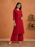 Buy Red Rangat Rayon Chikankari Kurta Set