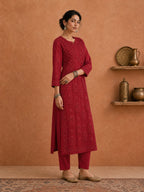 Buy Maroon Utsav Georgette Chikankari Long Kurti