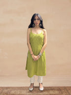 Rayon Chikankari Solid Women's Kurti - Olive Green