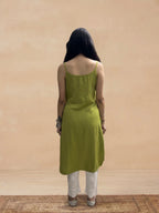 Rayon Chikankari Solid Women's Kurti - Olive Green