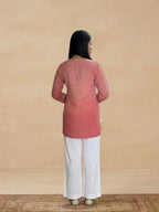 Rayon Chikankari Ombre Women's Short Kurta - Peachish Brown