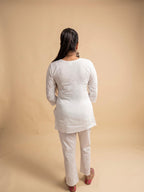 Chikankari Solid Women's 2 PC Co-ord Set - White