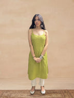 Rayon Chikankari Solid Women's Kurti - Olive Green