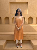 Rayon Chikankari Solid Women's Kurti - Rust