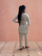 Cotton Chikankari Loopi Design Women's Short Kurta - White