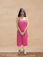 Rayon Chikankari Solid Women's Kurti - Pink
