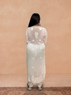 Georgette Chikankari Solid Women's Long Kurti - White