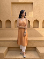 Rayon Chikankari Solid Women's Kurti - Rust