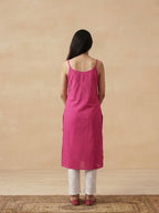 Rayon Chikankari Solid Women's Kurti - Pink