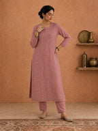 Shop Peach Utsav Georgette Chikankari Long Kurti women wear