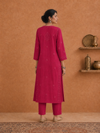 Magenta Utsav Georgette Chikankari Long Kurti 