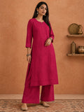 Shop Magenta Rangat Rayon Chikankari Kurta Set