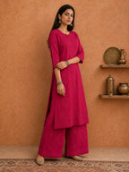 Shop Magenta Rangat Rayon Chikankari Kurta Set