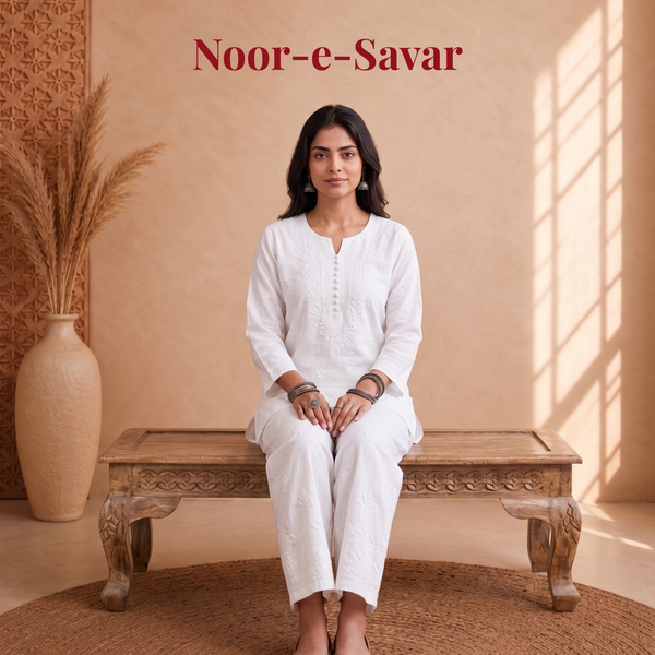 White chikankari kurti's for women