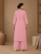 Pink Aangan Chanderi Chikankari Kurta Set