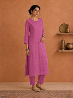 Buy Pink Utsav Georgette Chikankari Long Kurti