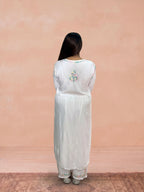 Rayon Chikankari Women's 2PC Long Kurta Set - White