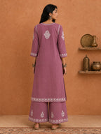 Buy Mauve Sanwar Rayon Chikankari Kurta Set
