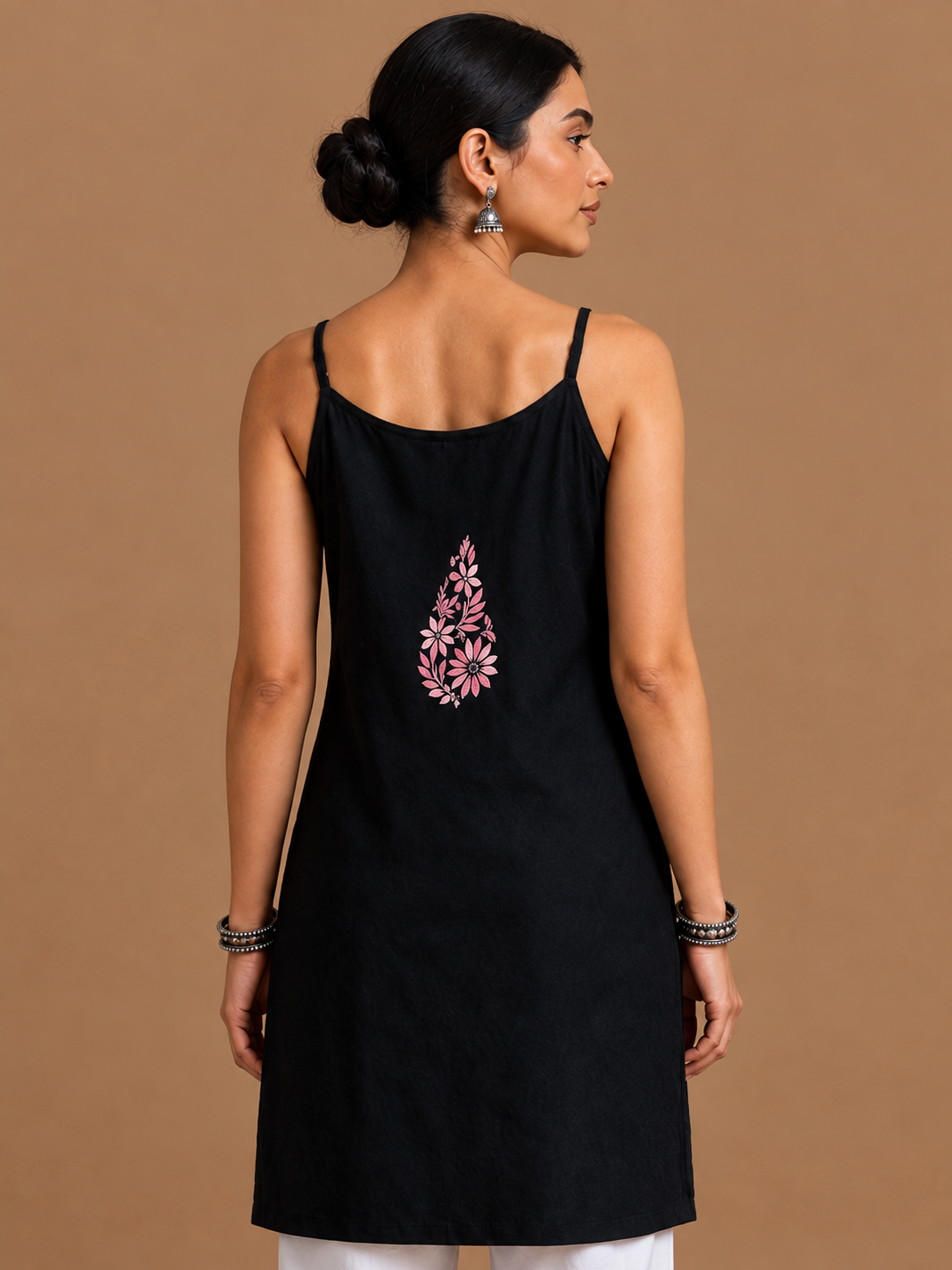 Rayon chikankari mid length kurti