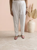 Rayon Chikankari Solid Women's Pant - White