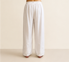 Rayon Chikankari Solid Women's Palazzo - White