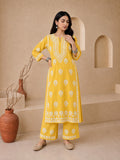 Shop Yellow Sanwar Rayon Chikankari Kurta Set